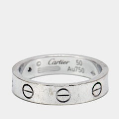 Cartier Love Diamond 18k White Gold Band Ring Size 50