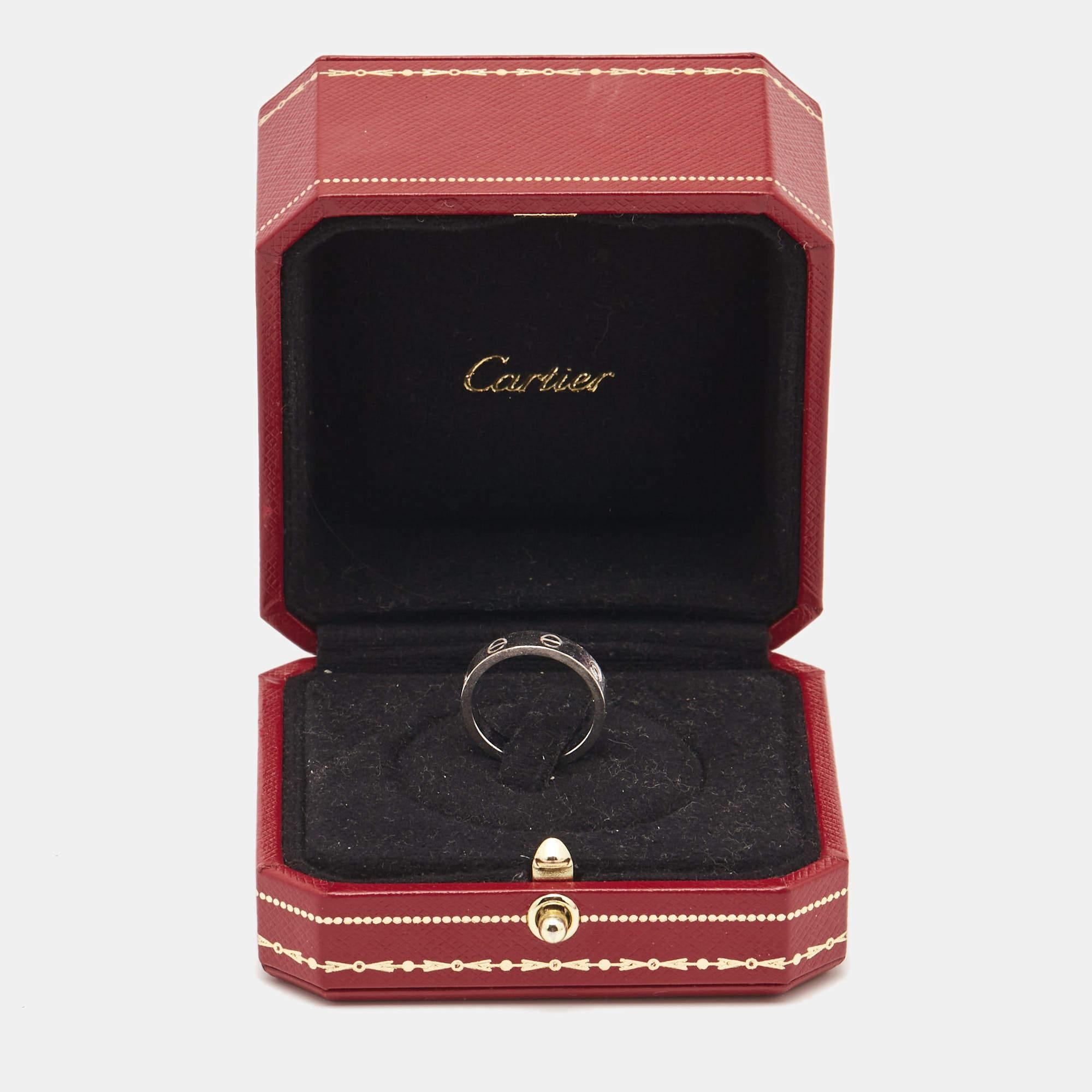 Women's Cartier Love Diamond 18k White Gold Band Ring Size 50