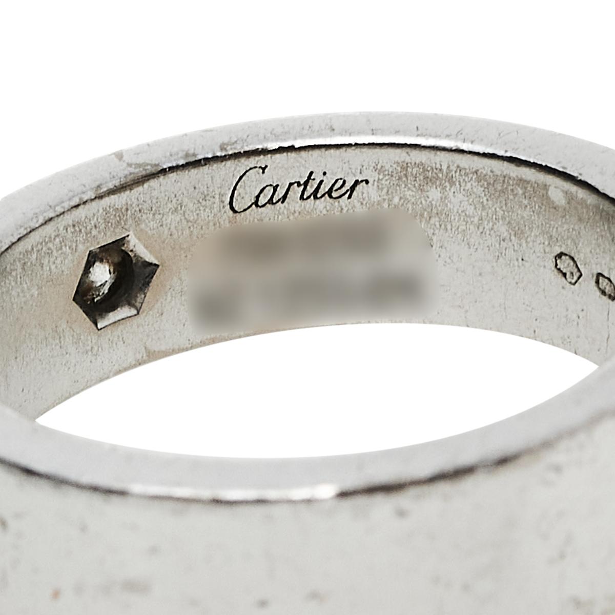 Cartier Love Diamond 18K White Gold Band Ring Size 53 4