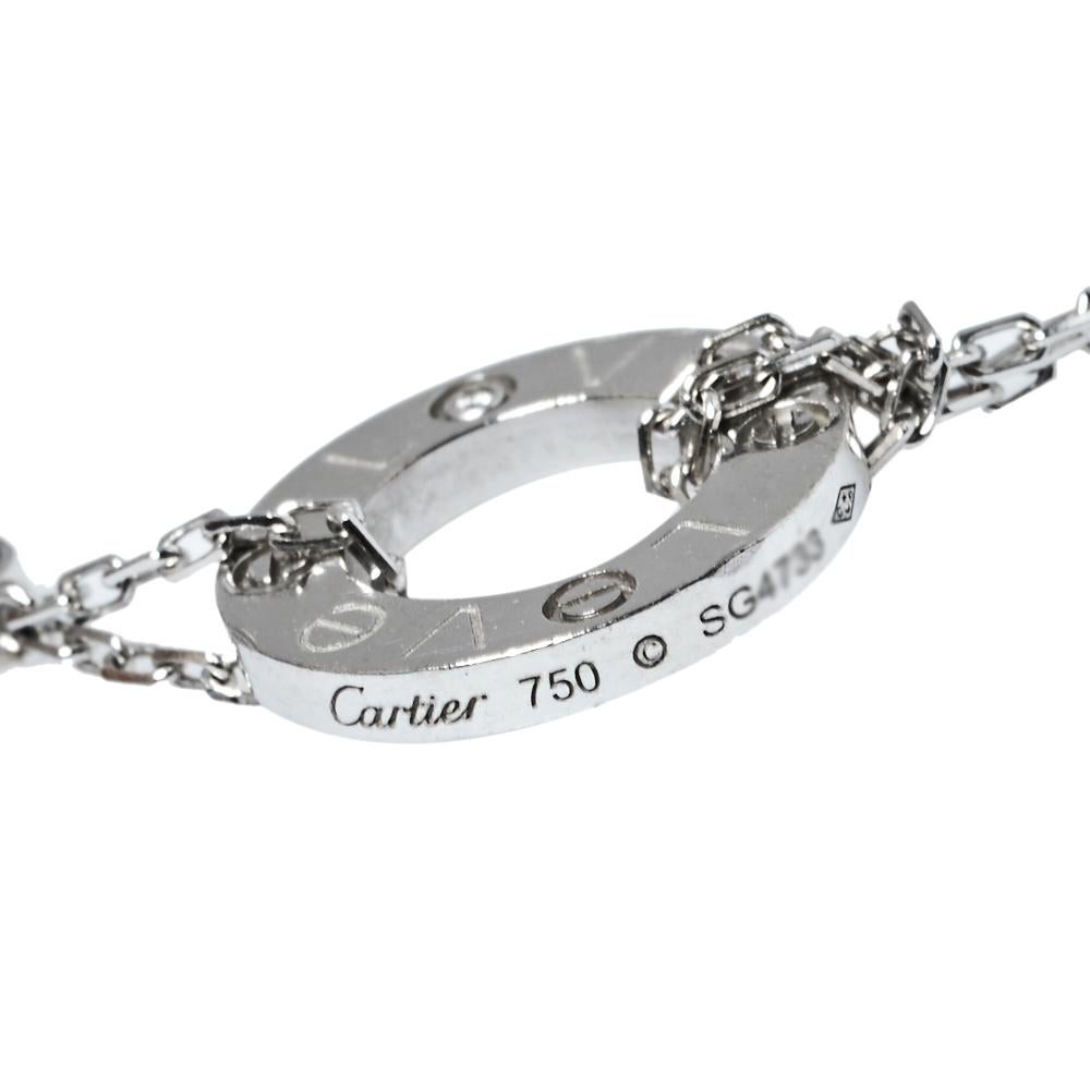 Cartier Love Diamond 18K White Gold Chain Link Bracelet In Fair Condition In Dubai, Al Qouz 2