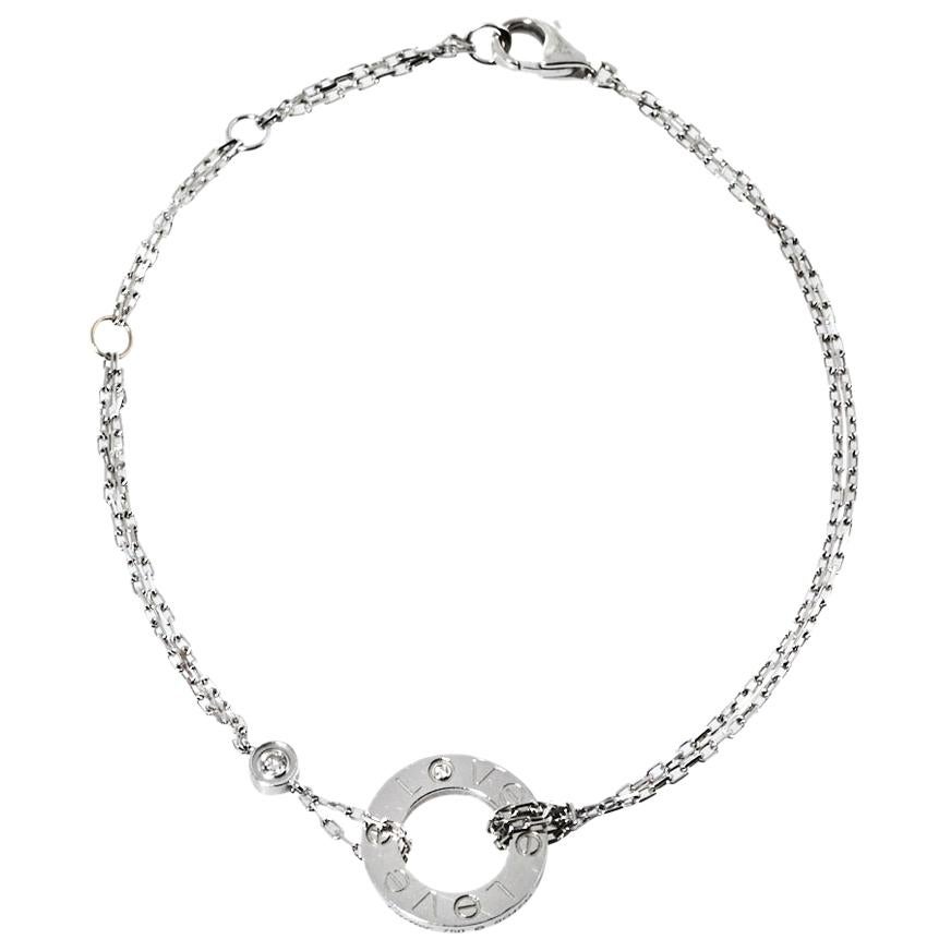 Cartier Love Diamond 18K White Gold Chain Link Bracelet