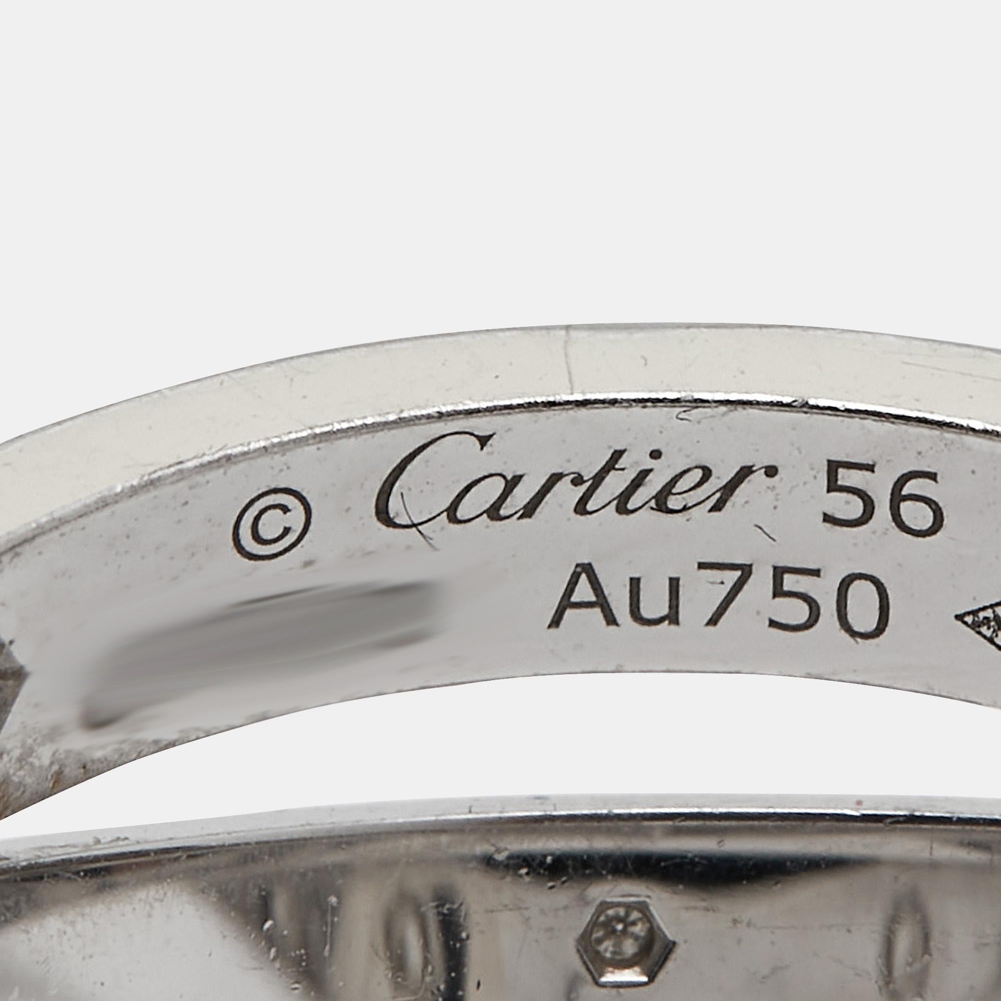 Cartier Love Diamond 18k White Gold Double Ring Size 56 2