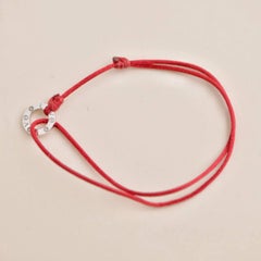 Cartier Love Diamond 18k White Gold Red Cord Bracelet