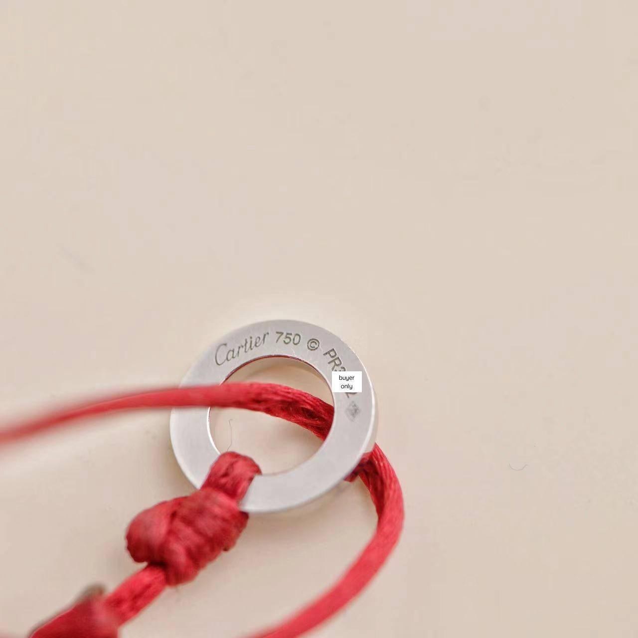 Cartier Love Diamond 18k White Gold Red Cord Bracelet 2