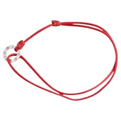 Cartier Love Diamond 18k White Gold Red Cord Bracelet