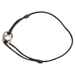 Cartier Love Diamond 18k White Gold Sevres Porcelain Black Cord Bracelet