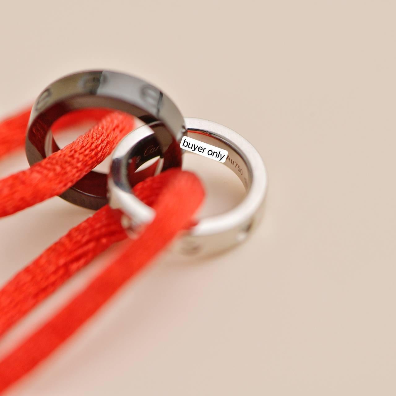 Cartier Love Diamond 18k White Gold Sevres Porcelain Red Cord Bracelet 2
