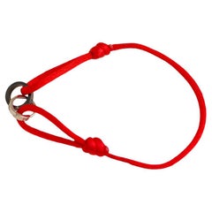 Cartier Love Diamond 18k White Gold Sevres Porcelain Red Cord Bracelet