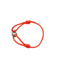 Cartier Love Diamond 18k White Gold Sevres Porcelain Red Cord Bracelet