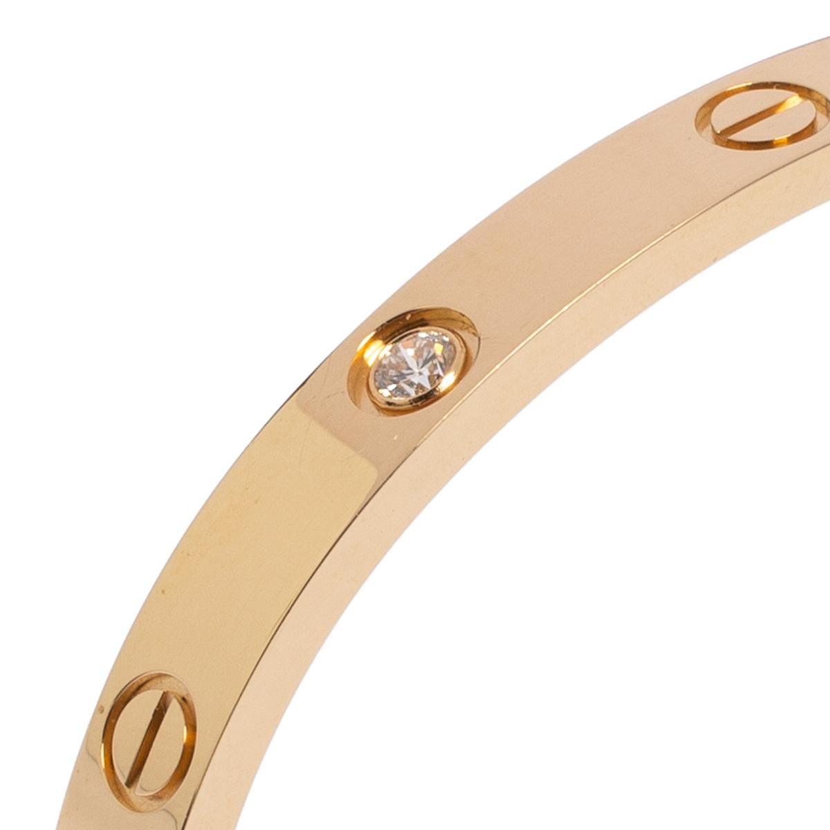 Contemporary Cartier Love Diamond 18K Yellow Gold Bracelet 17