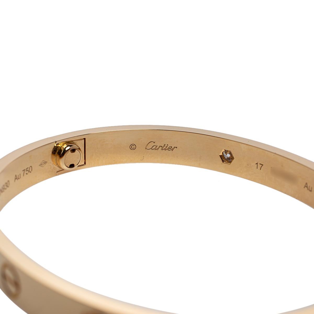 Cartier Love Diamond 18K Yellow Gold Bracelet 17 2