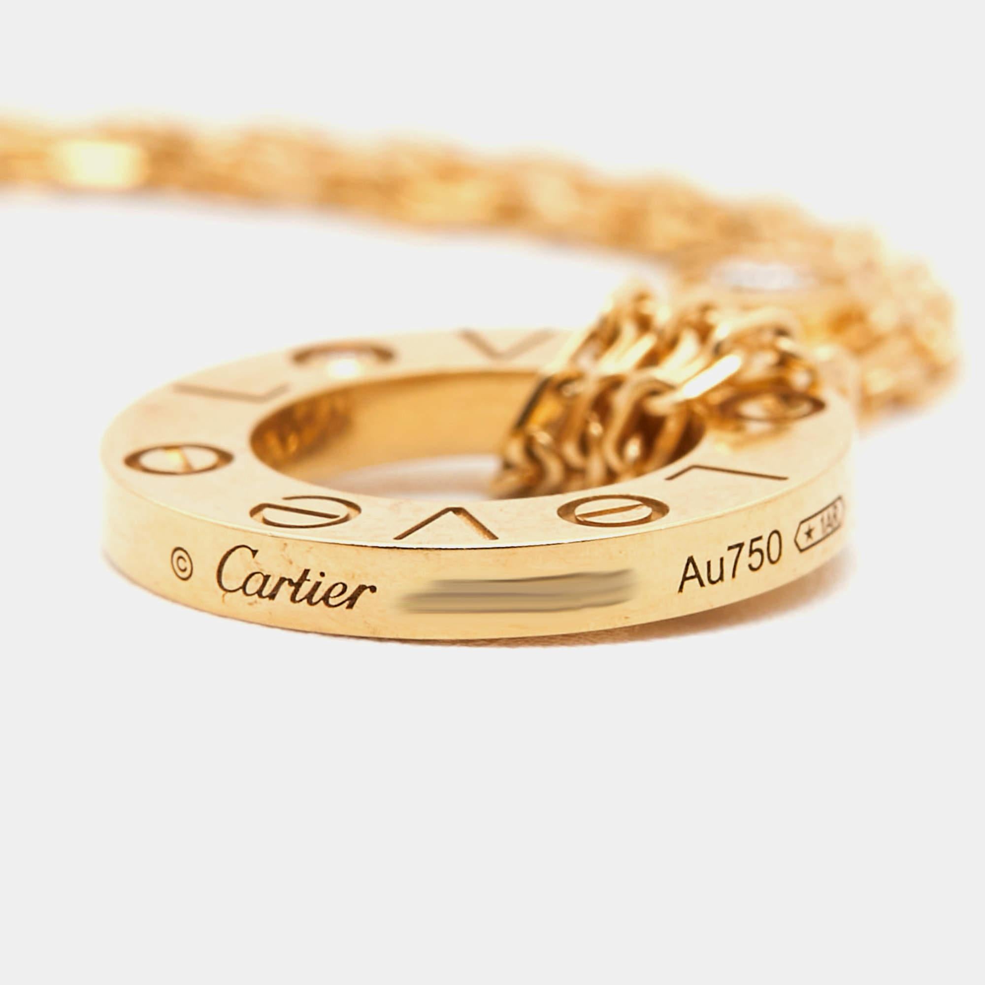Women's Cartier Love Diamond 18k Yellow Gold Bracelet For Sale