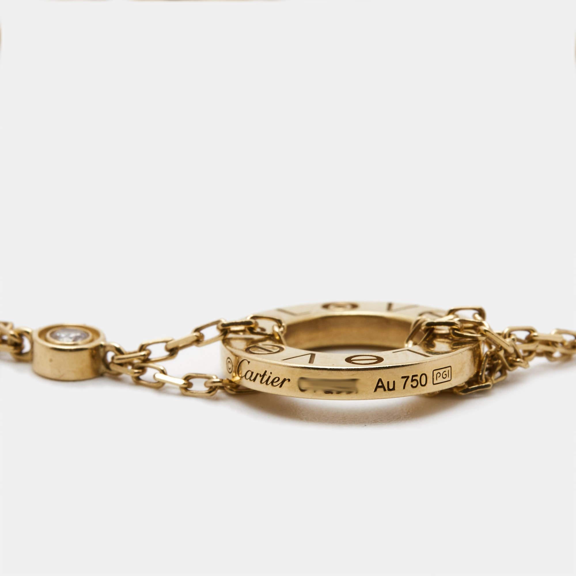 Cartier Love Diamond 18k Yellow Gold Bracelet In Good Condition For Sale In Dubai, Al Qouz 2