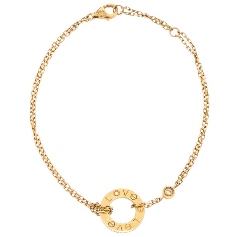 Cartier Love Diamond 18K Yellow Gold Double Chain Bracelet, 44% OFF