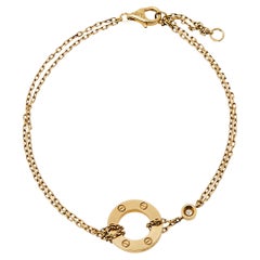 Cartier Love Diamond 18K Yellow Gold Double Chain Bracelet