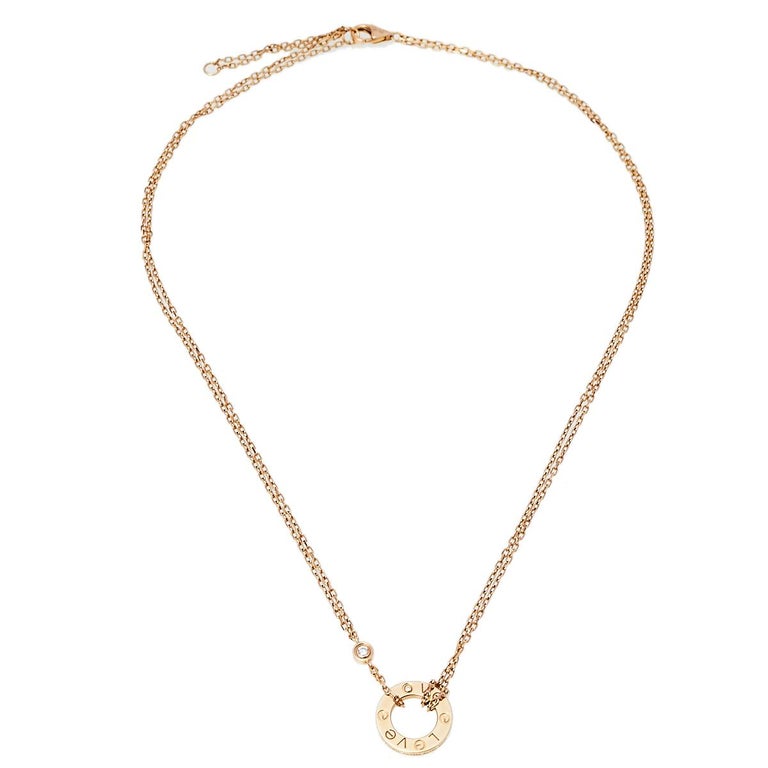 Cartier Love Diamond 18K Yellow Gold Necklace at 1stDibs