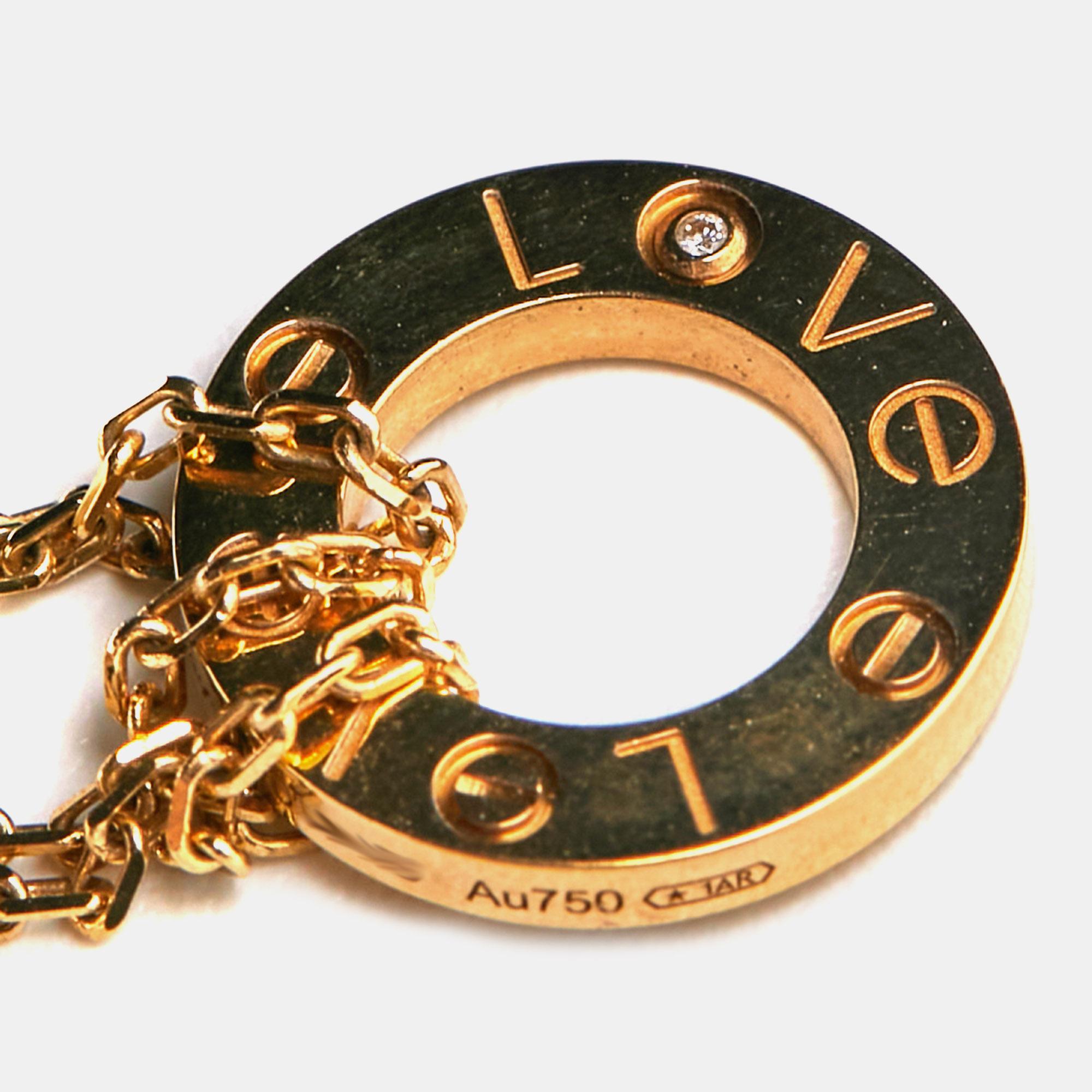 Women's Cartier Love Diamond 18k Yellow Gold Necklace