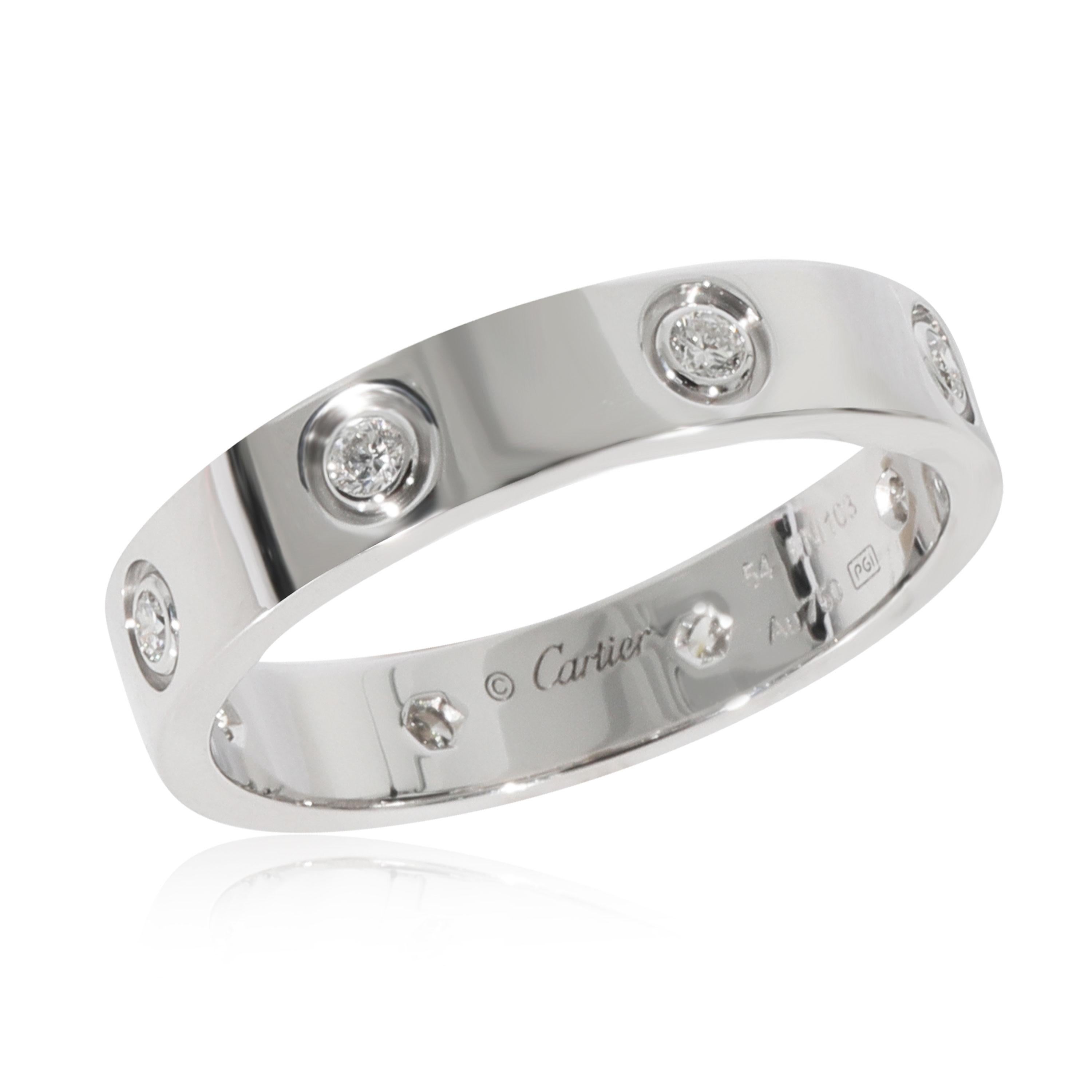 Women's Cartier Love Diamond Band in 18k White Gold 0.19 Ctw For Sale