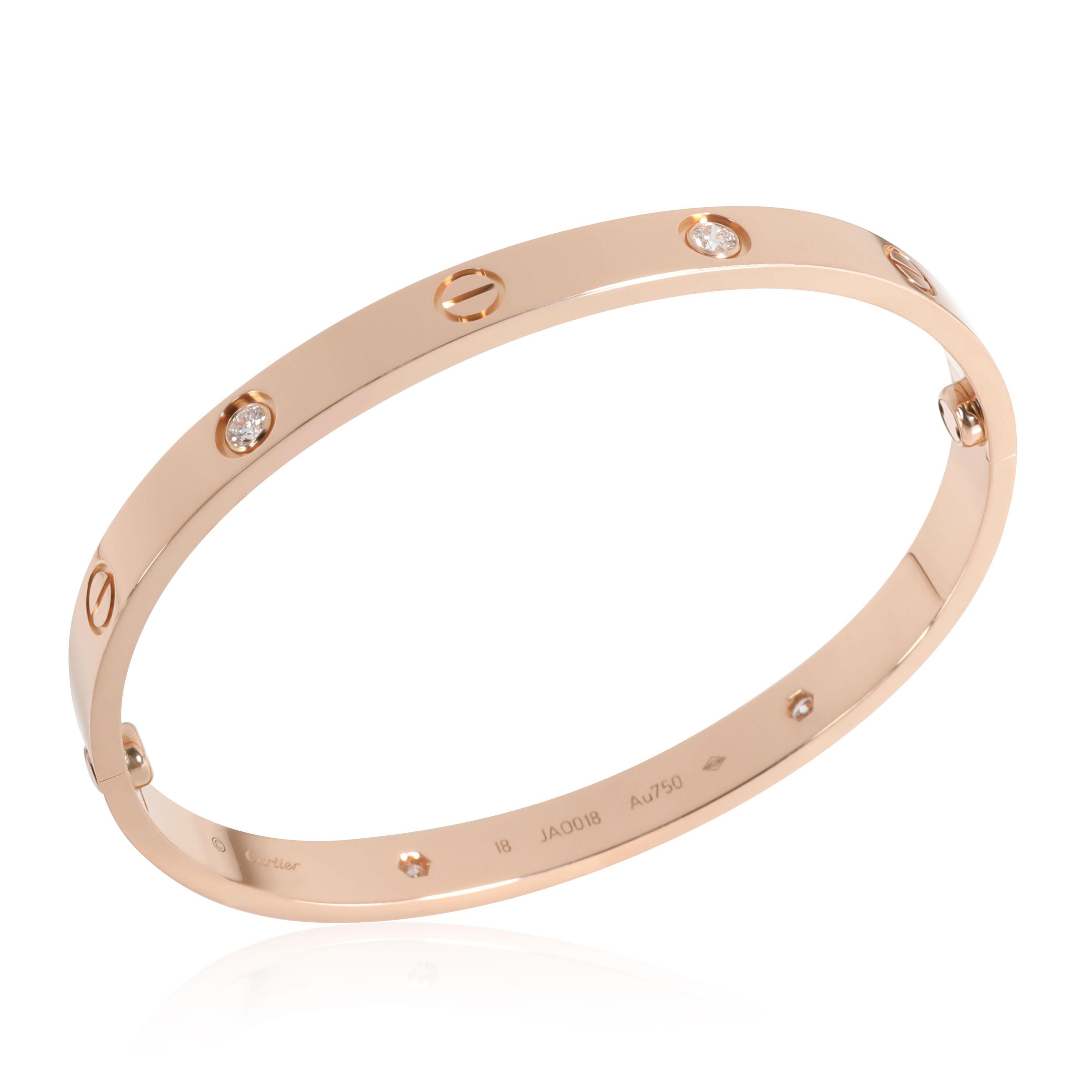 pre-owned cartier love diamond bracelet in 18k rose gold 0.21 ctw in rose gold-tone