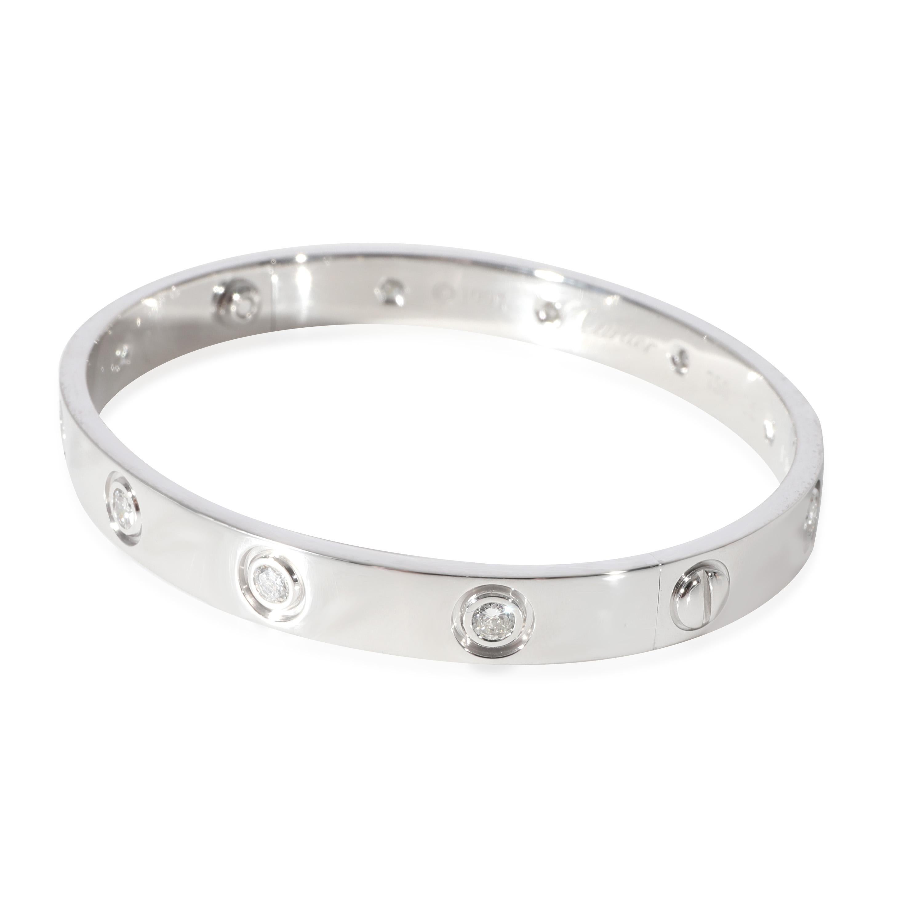 Cartier LOVE Diamond Bracelet in 18k 18 KT White Gold 0.96 CTW In Excellent Condition In New York, NY