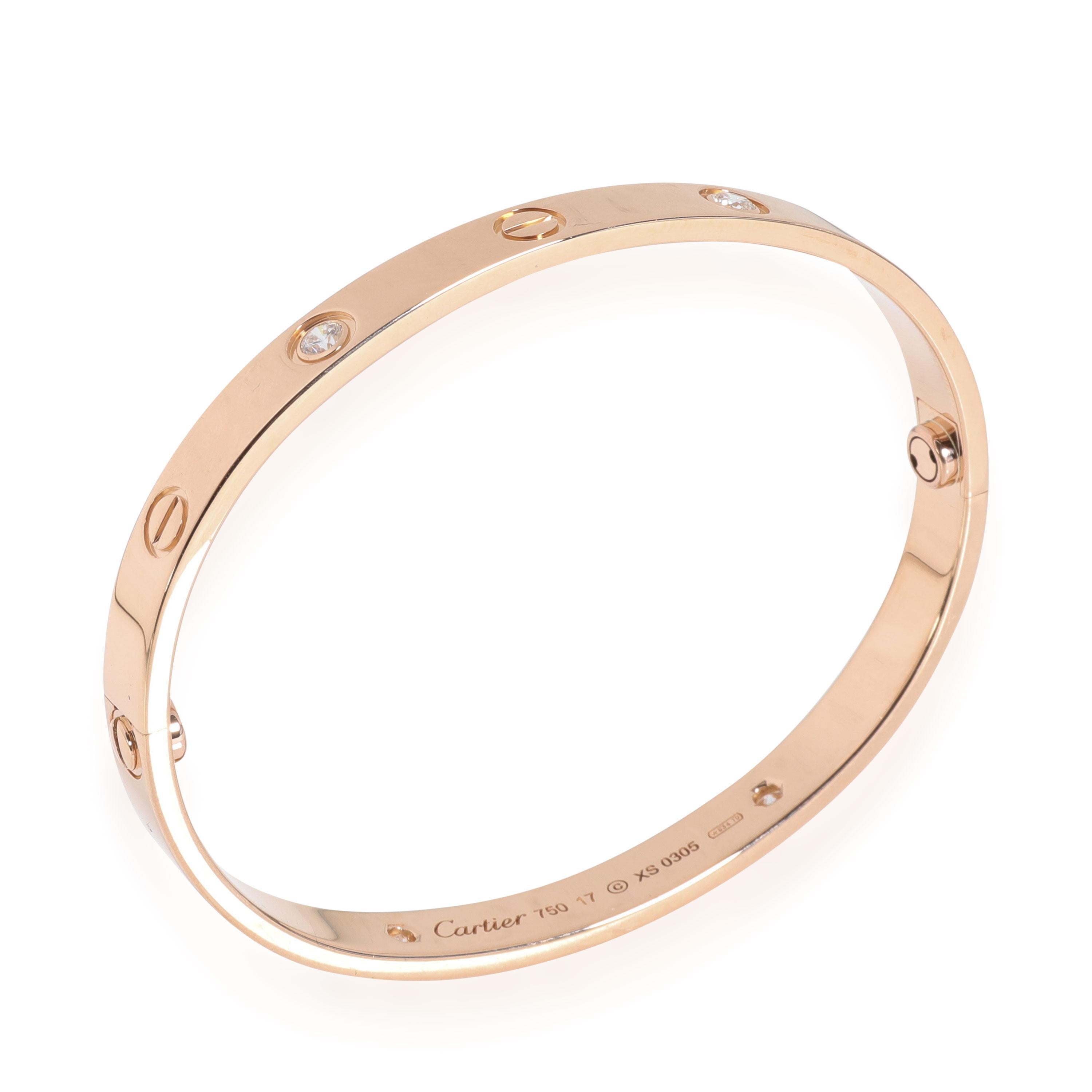 Cartier Love Diamond Bracelet in 18k Pink Gold 0.42 CTW In Excellent Condition In New York, NY