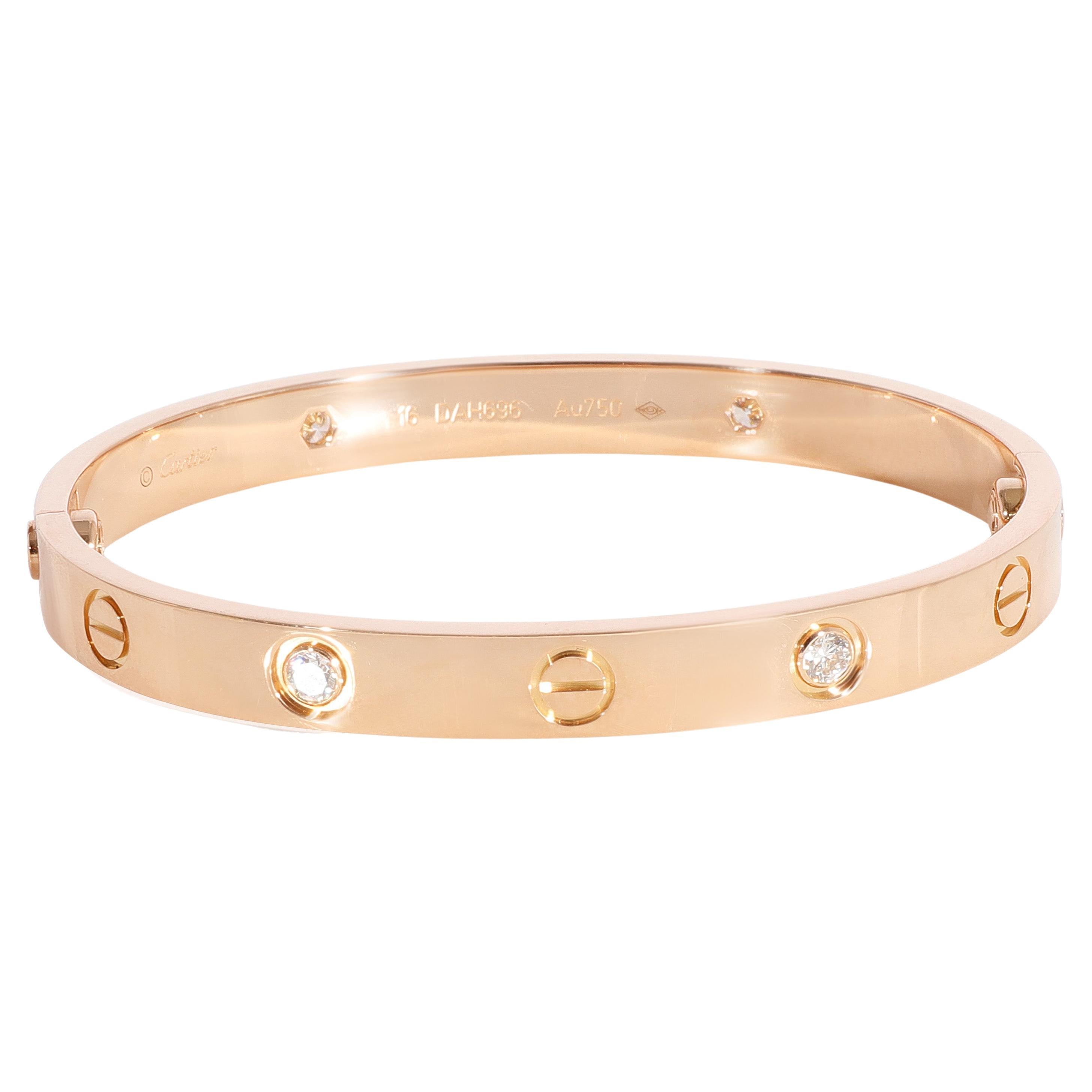 Cartier Love Diamond Bracelet in 18K Rose Gold For Sale at 1stDibs