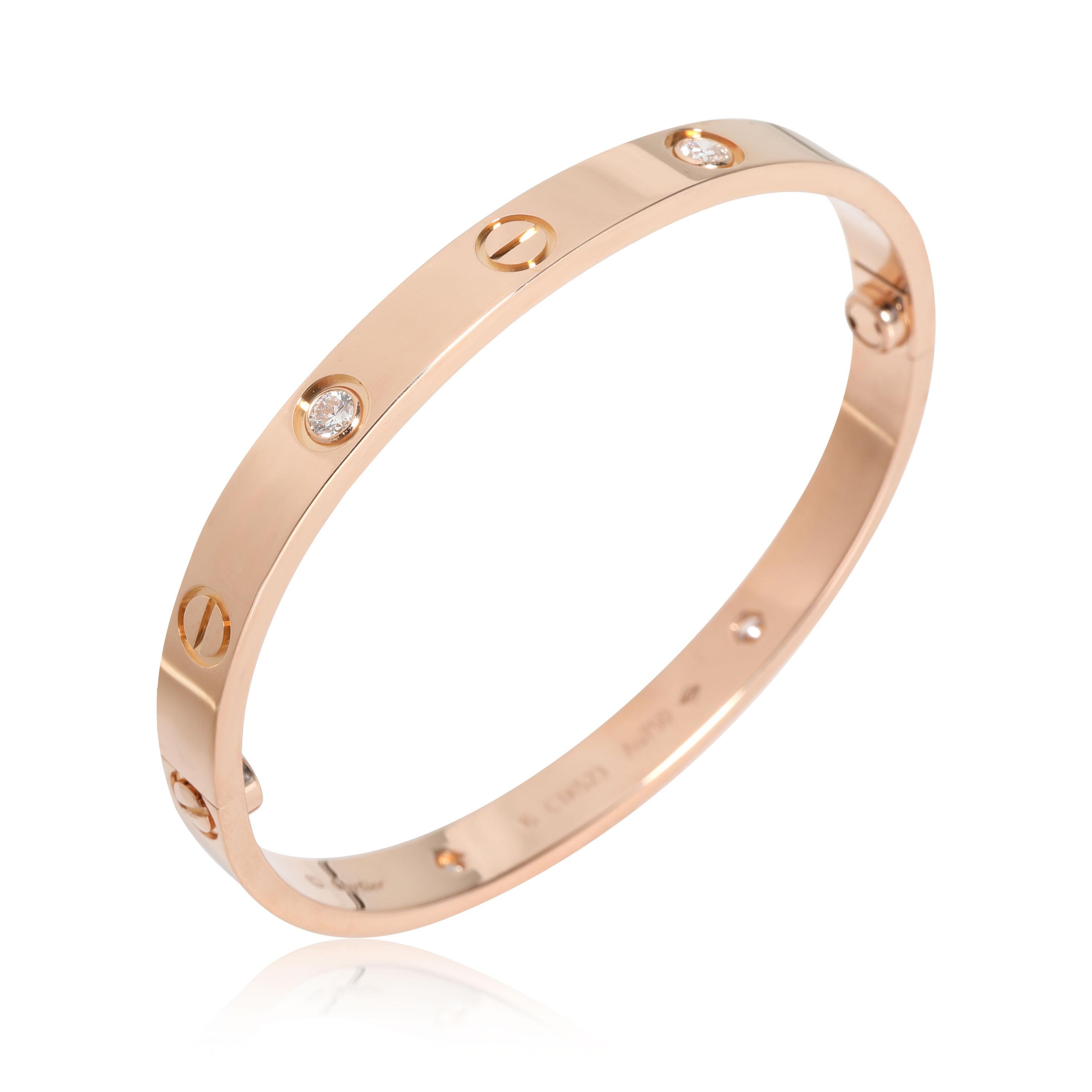 Cartier Love Diamond Bracelet in 18K Rose Gold 0.42 CTW In Excellent Condition In New York, NY
