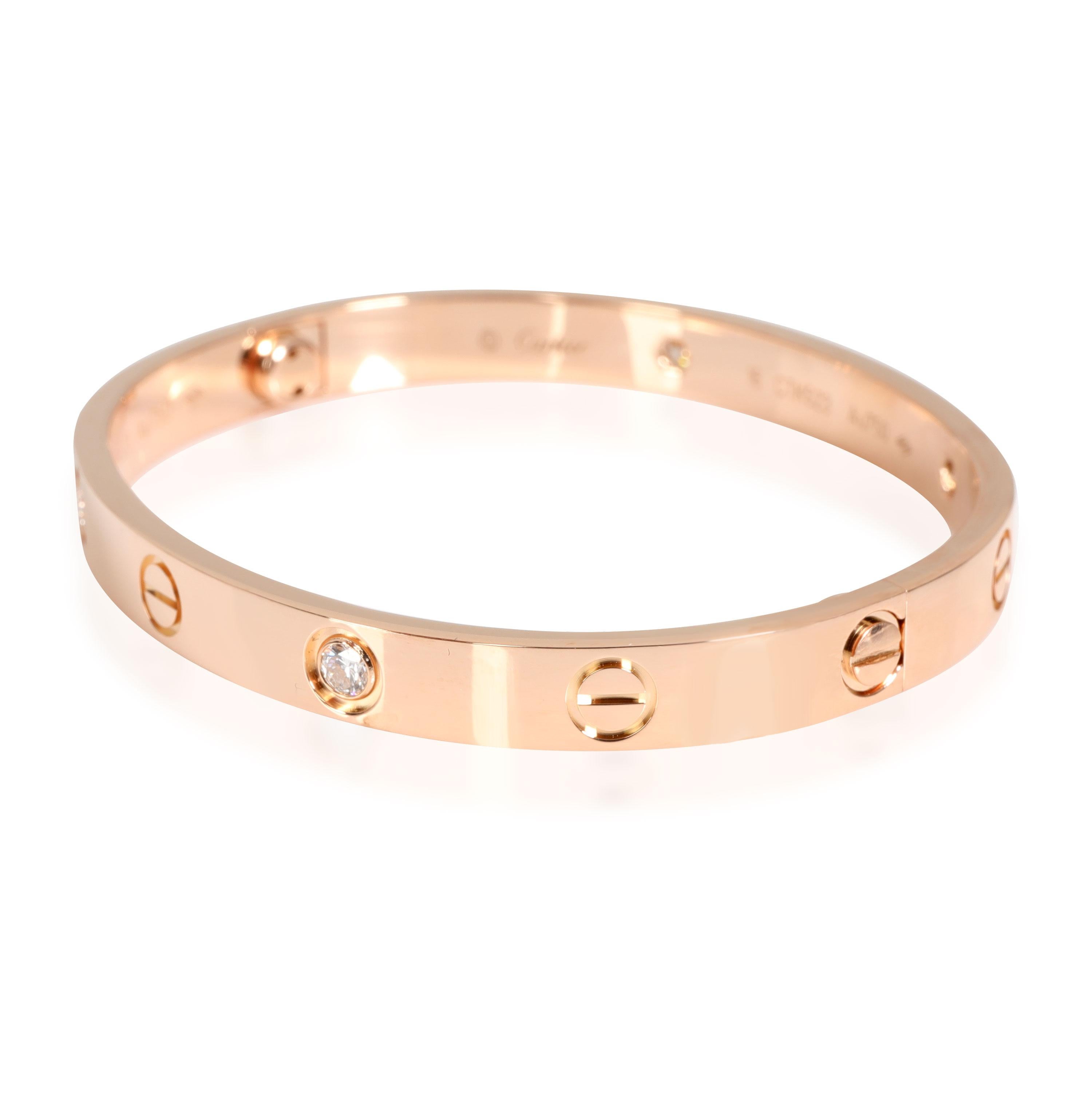 Women's or Men's Cartier Love Diamond Bracelet in 18K Rose Gold 0.42 CTW