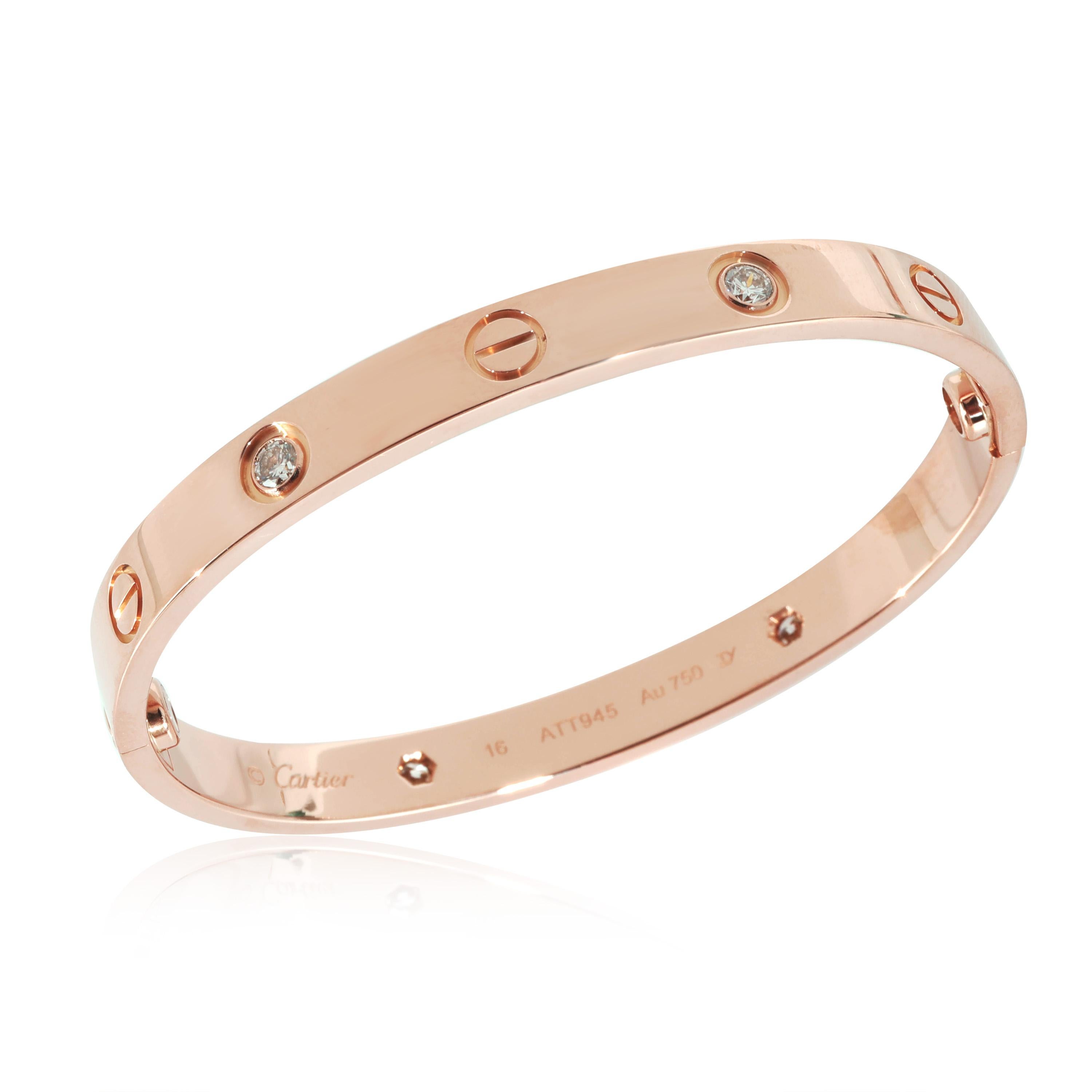 Cartier Love Diamond Bracelet in 18k Rose Gold 0.42 CTW In Excellent Condition For Sale In New York, NY