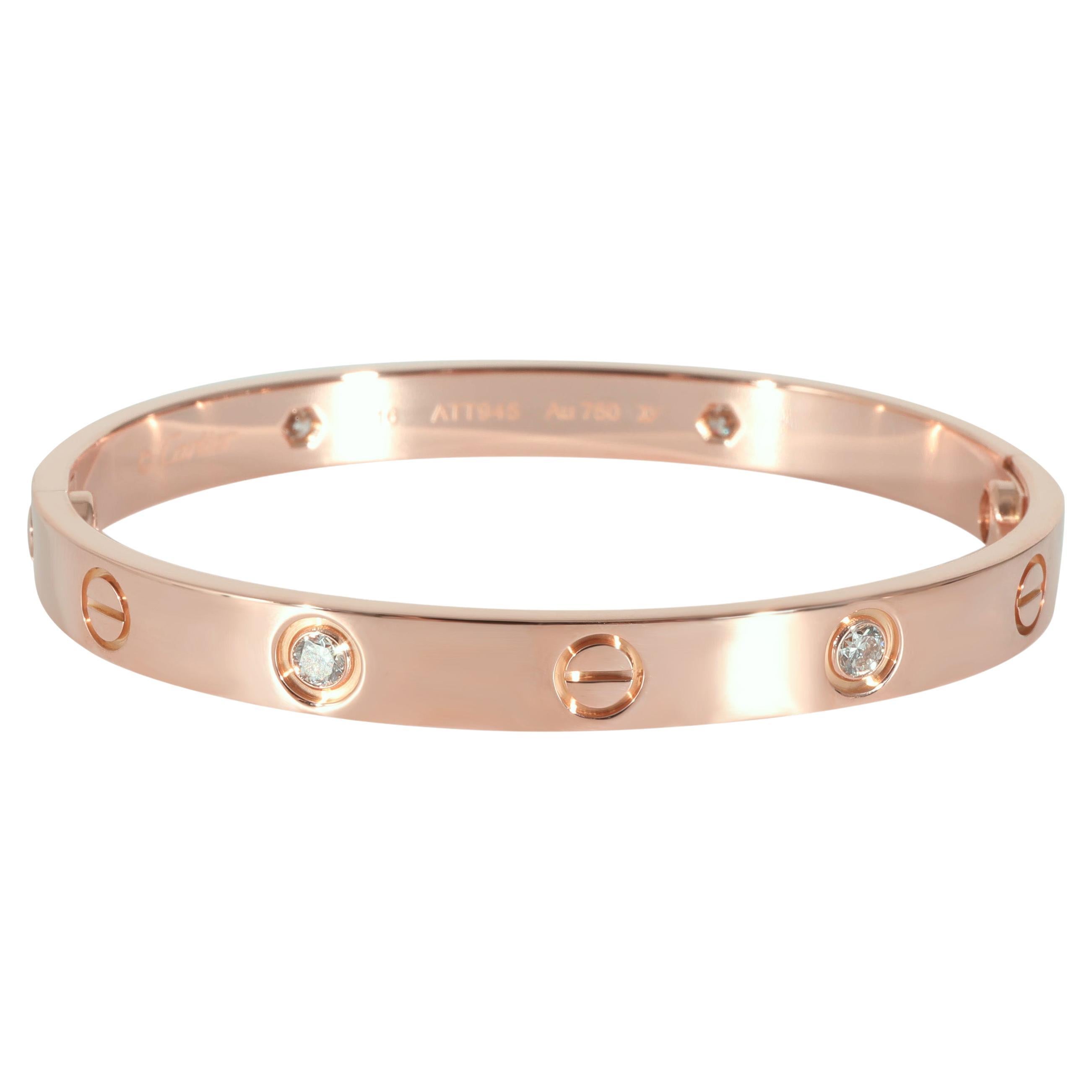 Cartier Love Diamond Bracelet in 18k Rose Gold 0.42 CTW For Sale