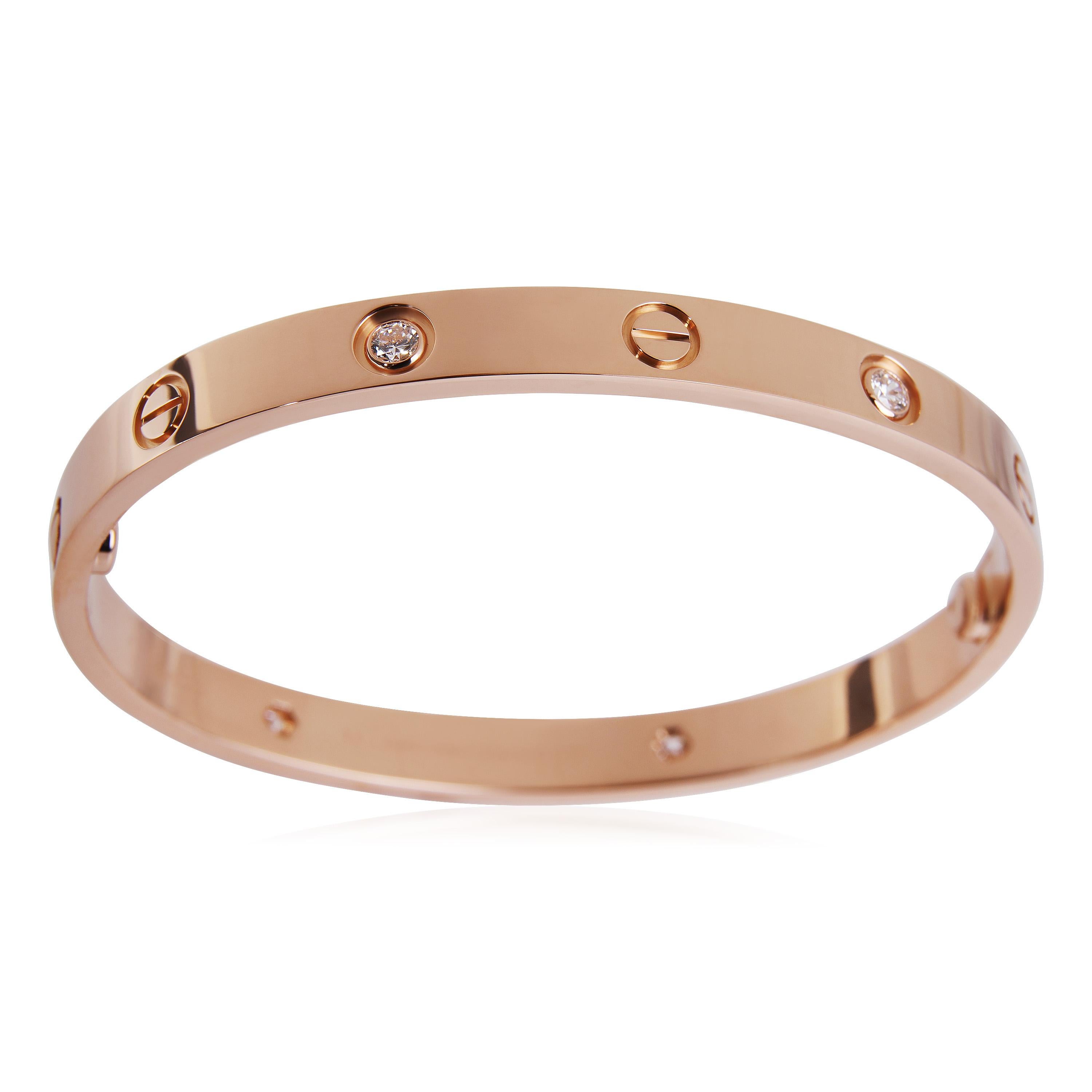 Cartier Love Diamond Bracelet in 18K Rose Gold (Size 17)

PRIMARY DETAILS
SKU: 120292
Listing Title: Cartier Love Diamond Bracelet in 18K Rose Gold (Size 17)
Condition Description: Retails for 11100 USD. In excellent condition. Size 17. Comes with