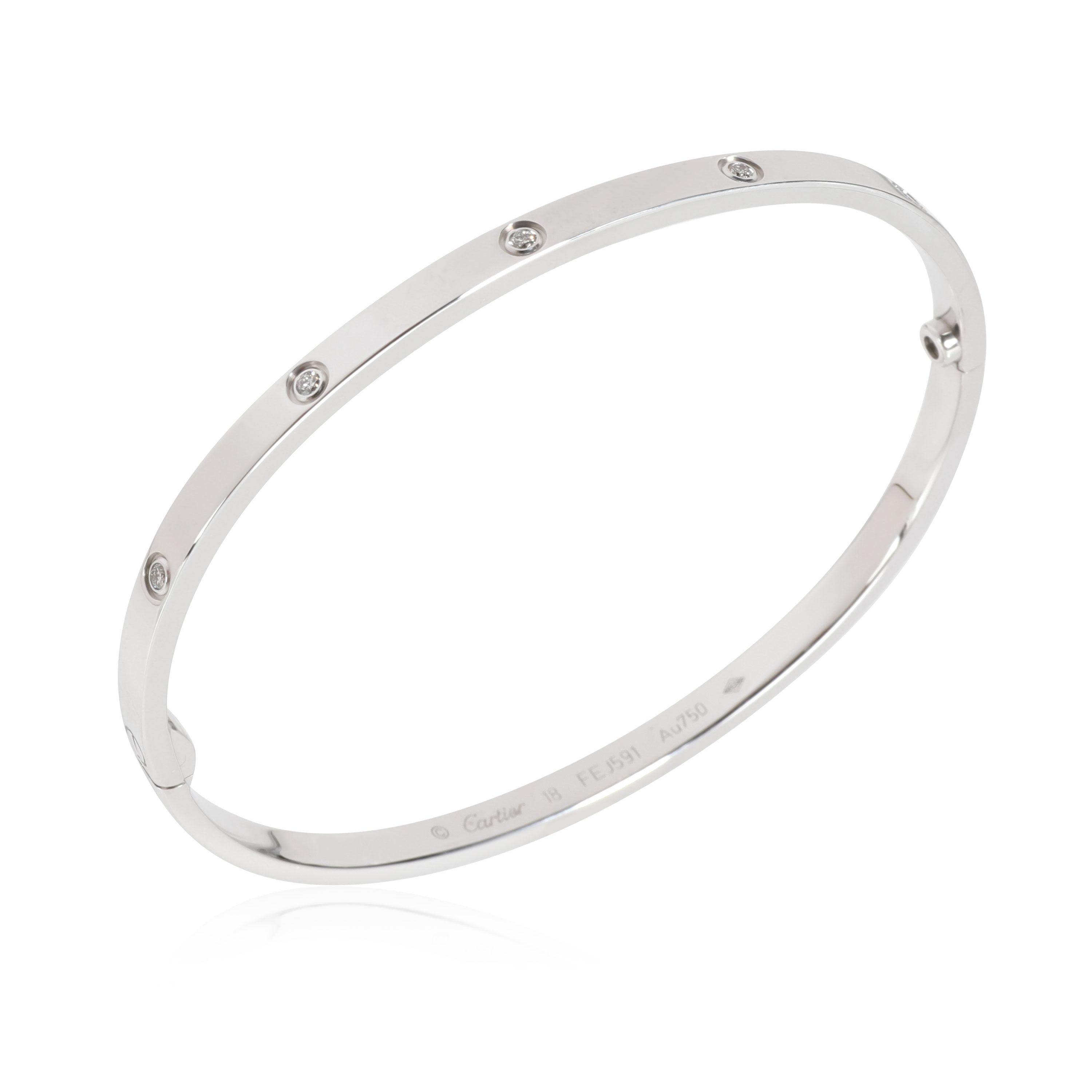 Cartier Love Diamond Bracelet in 18K White Gold 0.21 CTW

PRIMARY DETAILS
SKU: 111532
Listing Title: Cartier Love Diamond Bracelet in 18K White Gold 0.21 CTW
Condition Description: Retails for 9550 USD. In excellent condition and recently polished.