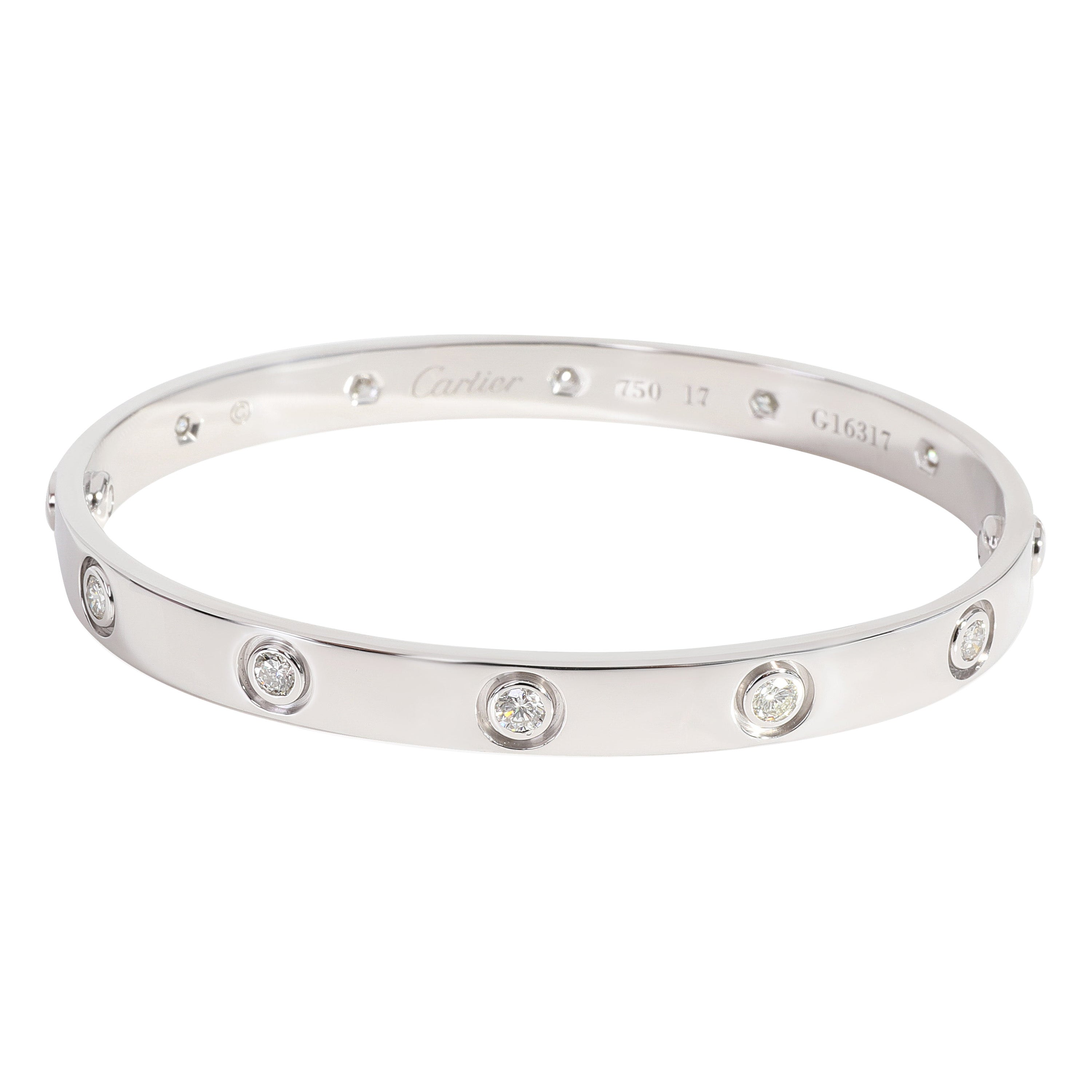 Pulsera de diamantes Cartier Love de oro blanco de 18 quilates 0,96 qt