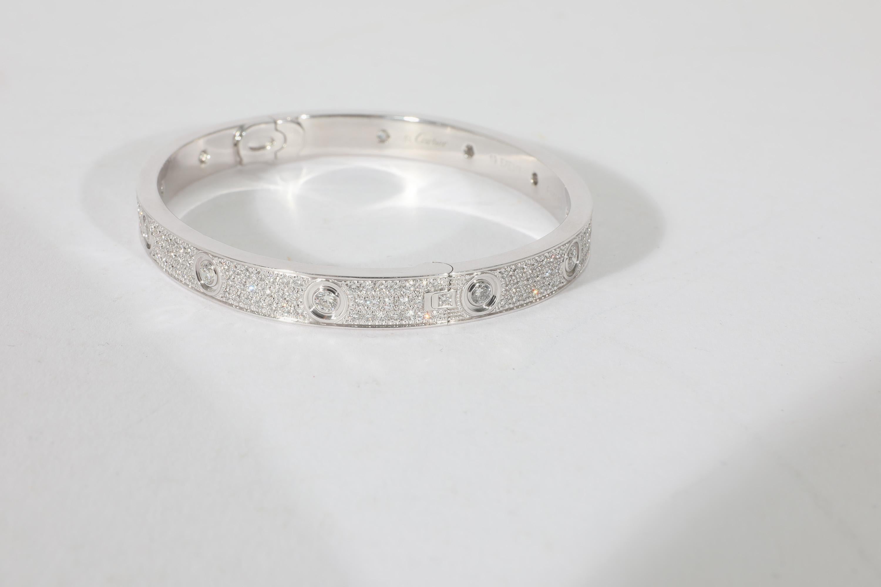 Cartier Love Diamant-Armband aus 18 Karat Weißgold mit 3,15 Karat für Damen oder Herren