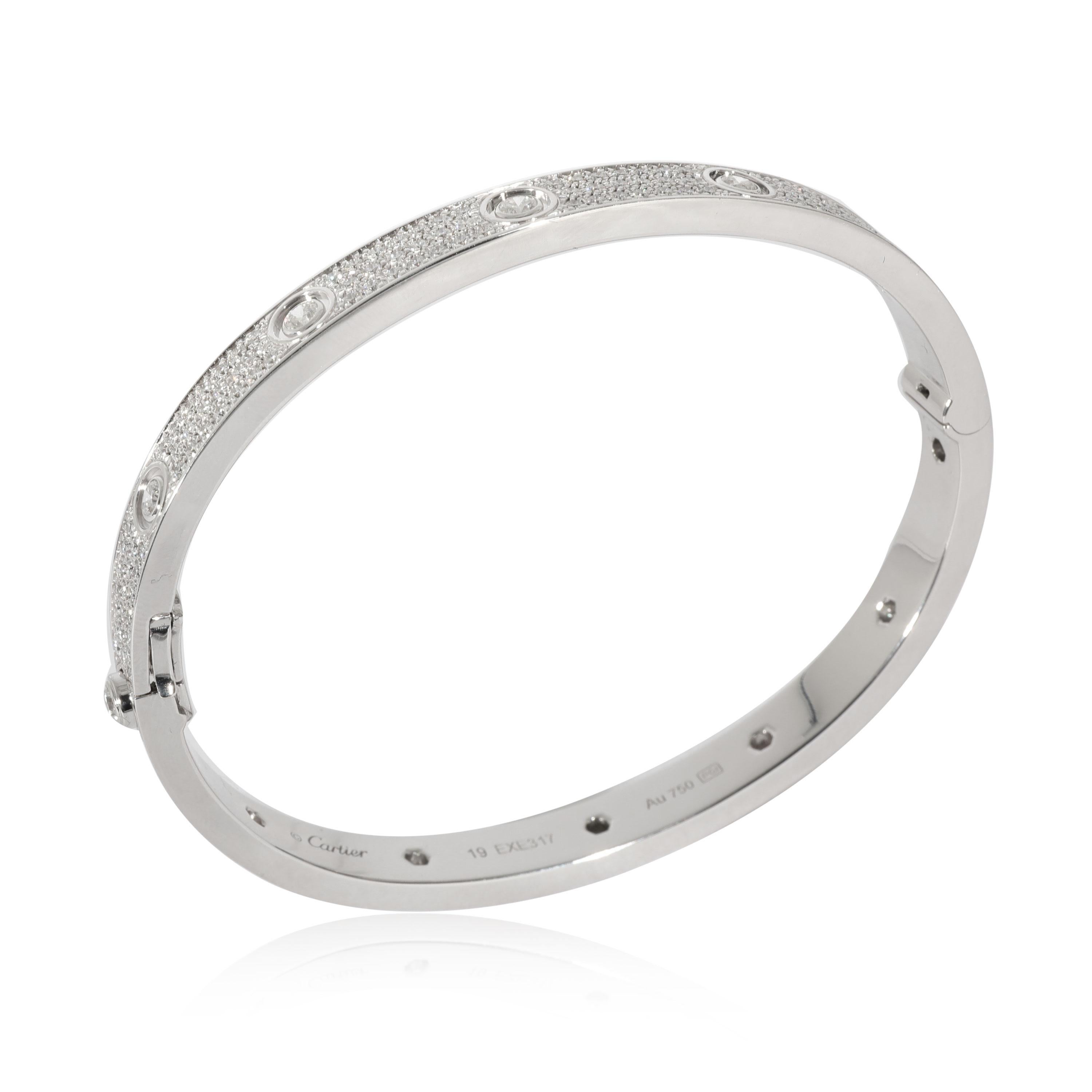 Women's or Men's Cartier Love Diamond Bracelet in 18k White Gold 3.15 Ctw