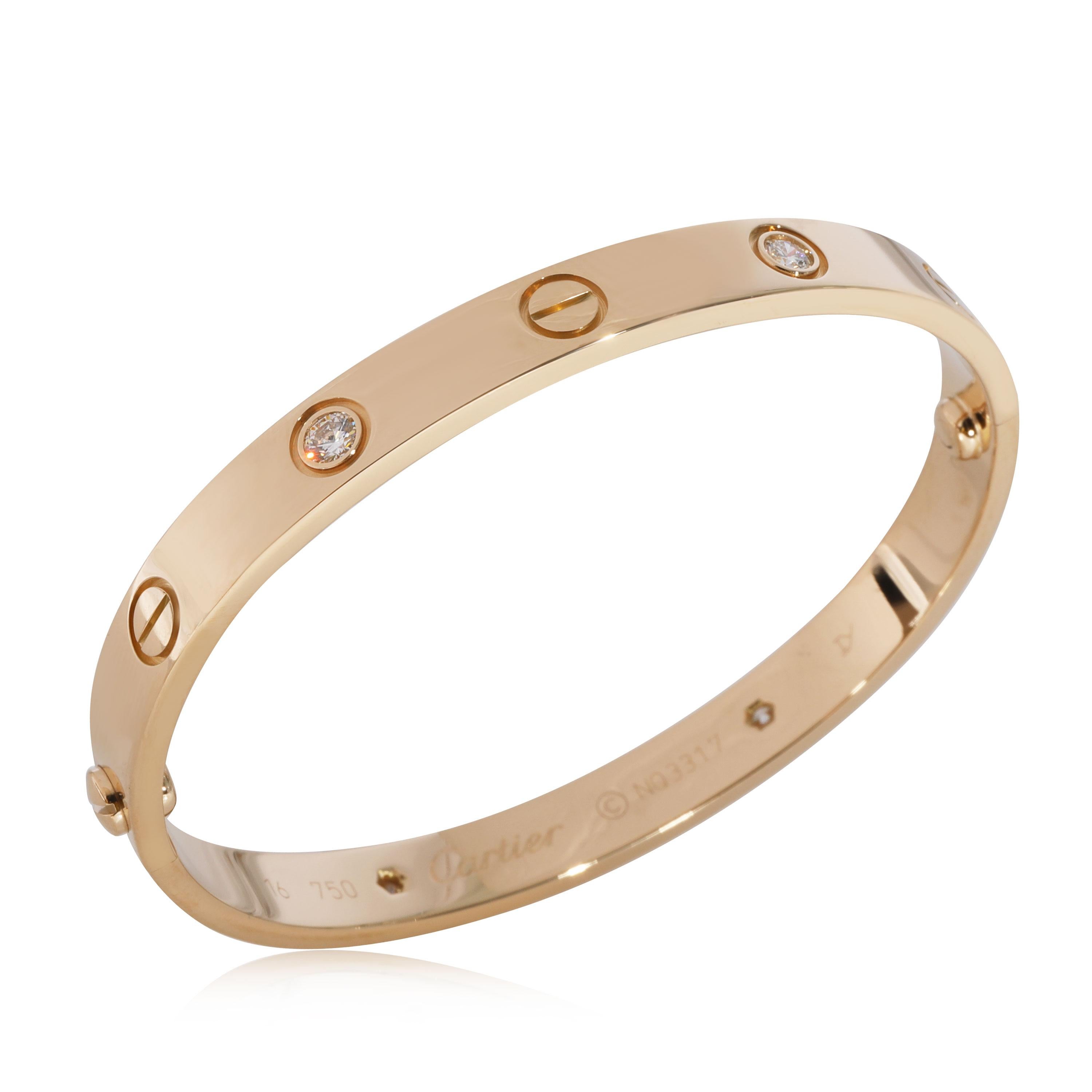 Cartier Love Diamond Bracelet in 18k Yellow Gold 0.42 CTW

PRIMARY DETAILS
SKU: 127485
Listing Title: Cartier Love Diamond Bracelet in 18k Yellow Gold 0.42 CTW
Condition Description: Retails for 11100 USD. In excellent condition and recently