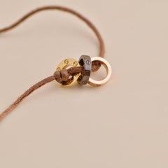 Cartier Love Diamond Ceramic Yellow and Rose Gold 3 Hoops Silk Cord Bracelet