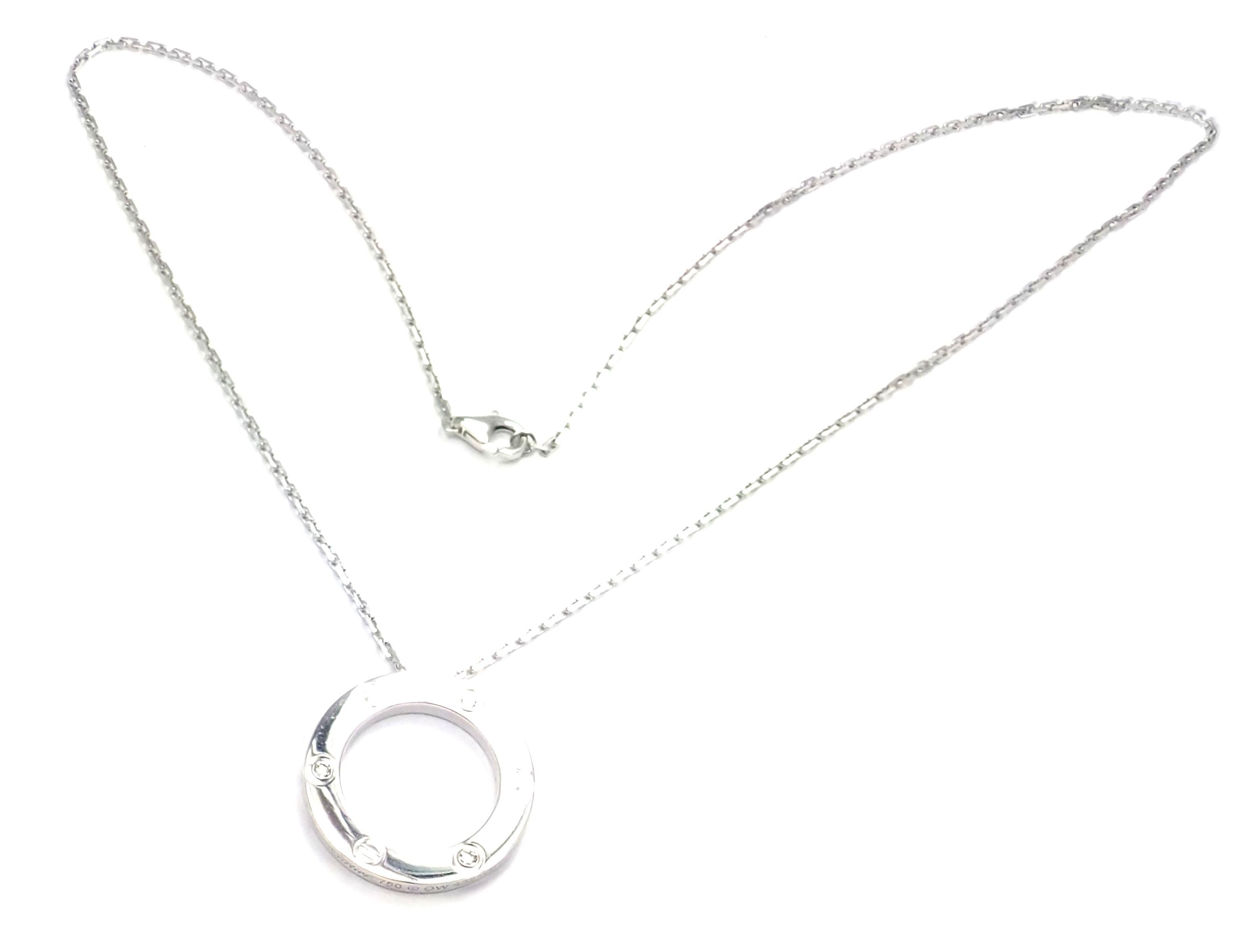 Brilliant Cut Cartier Love Diamond Circle Pendant White Gold Necklace