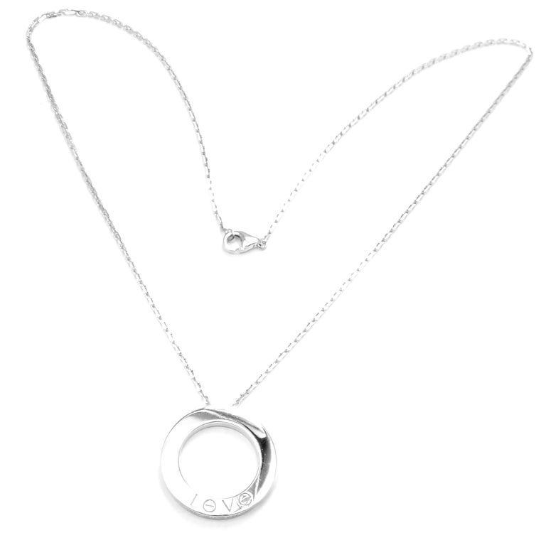 Cartier Love Diamond Circle Pendant White Gold Necklace at 1stDibs