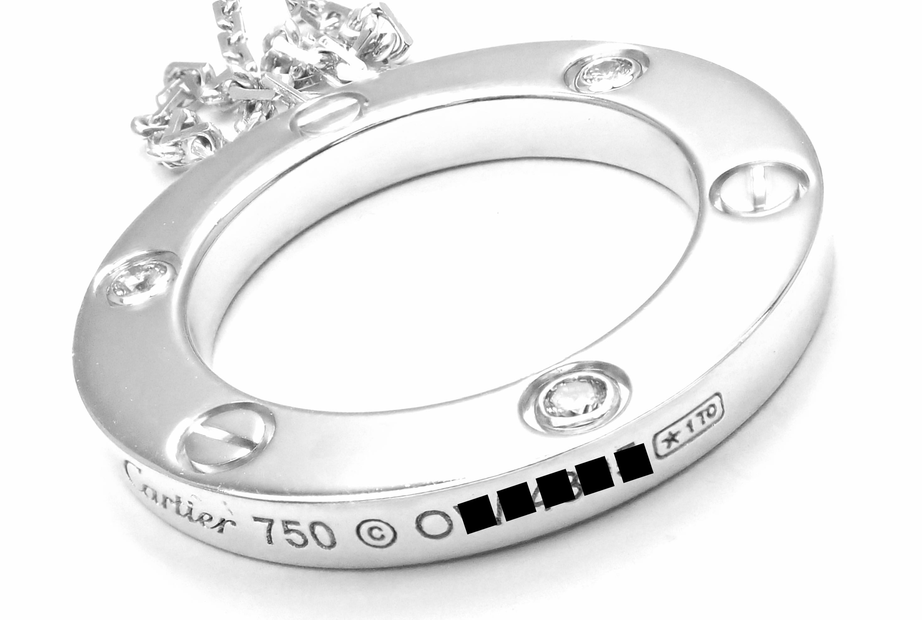 Cartier Love Diamond Circle Pendant White Gold Necklace 4