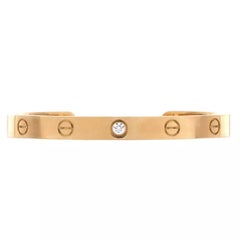 Cartier Love Diamond Cuff Bracelet in 18K Yellow Gold Size 18