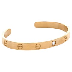 Cartier Love Diamond Cuff Bracelet in 18K Yellow Gold Size 18
