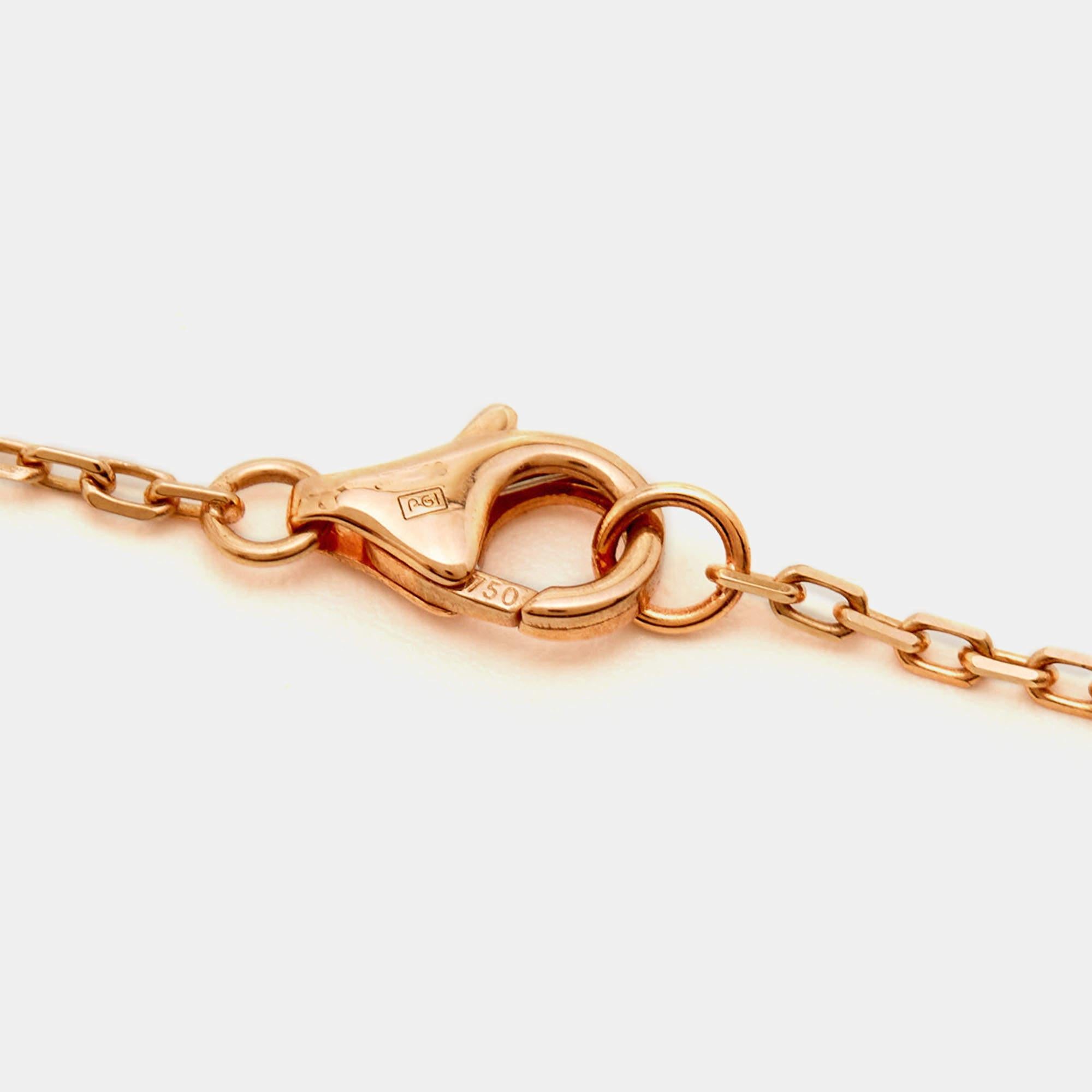 Contemporary Cartier Love Diamond Interlocking Loops 18k Rose Gold Necklace For Sale