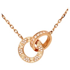 Cartier Love Diamond Interlocking Loops 18k Rose Gold Necklace