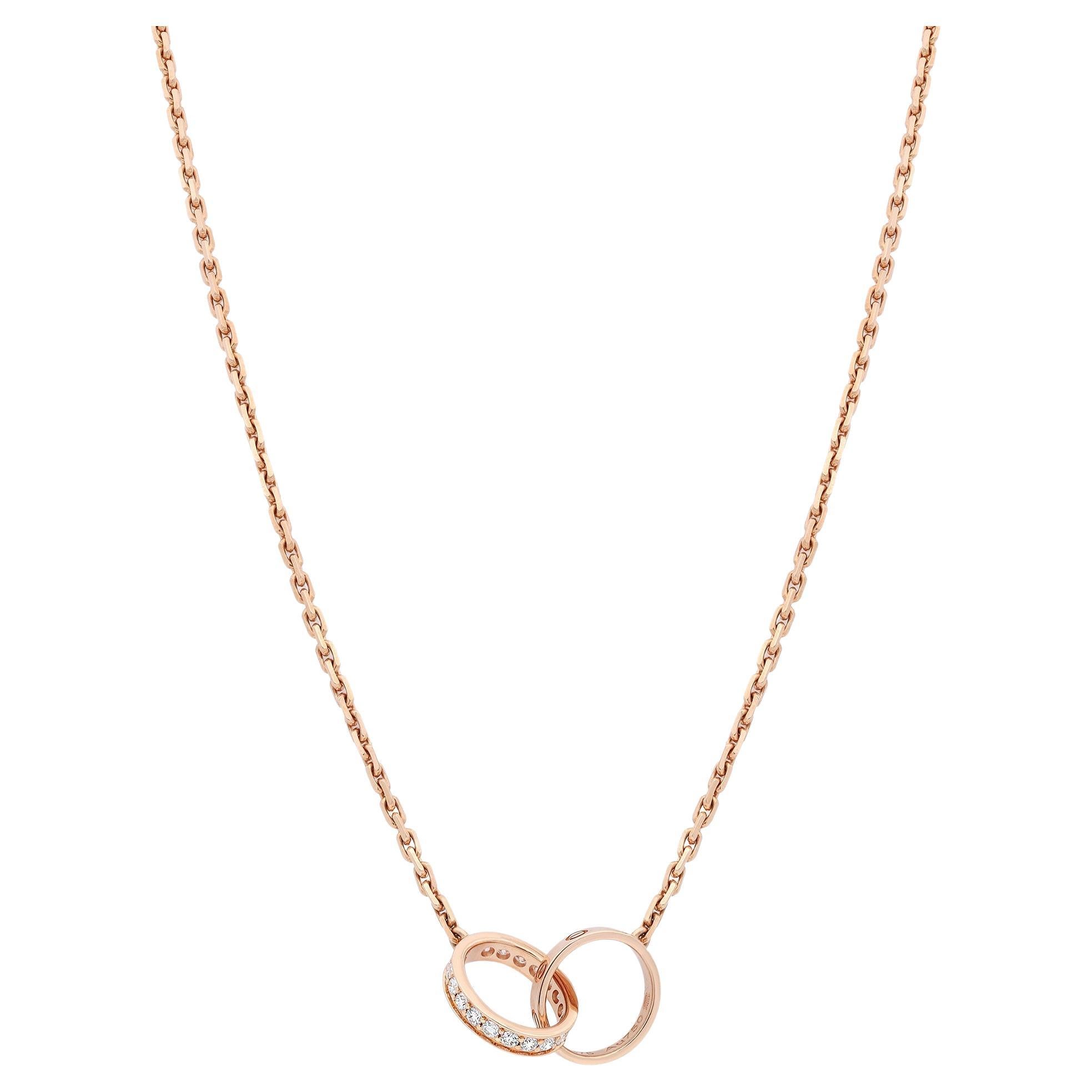 Collier de diamants Cartier Love en or rose 18 carats 0,22 ctw en vente