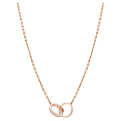 Cartier Love Diamond Necklace 18K Rose Gold 0.22Cttw