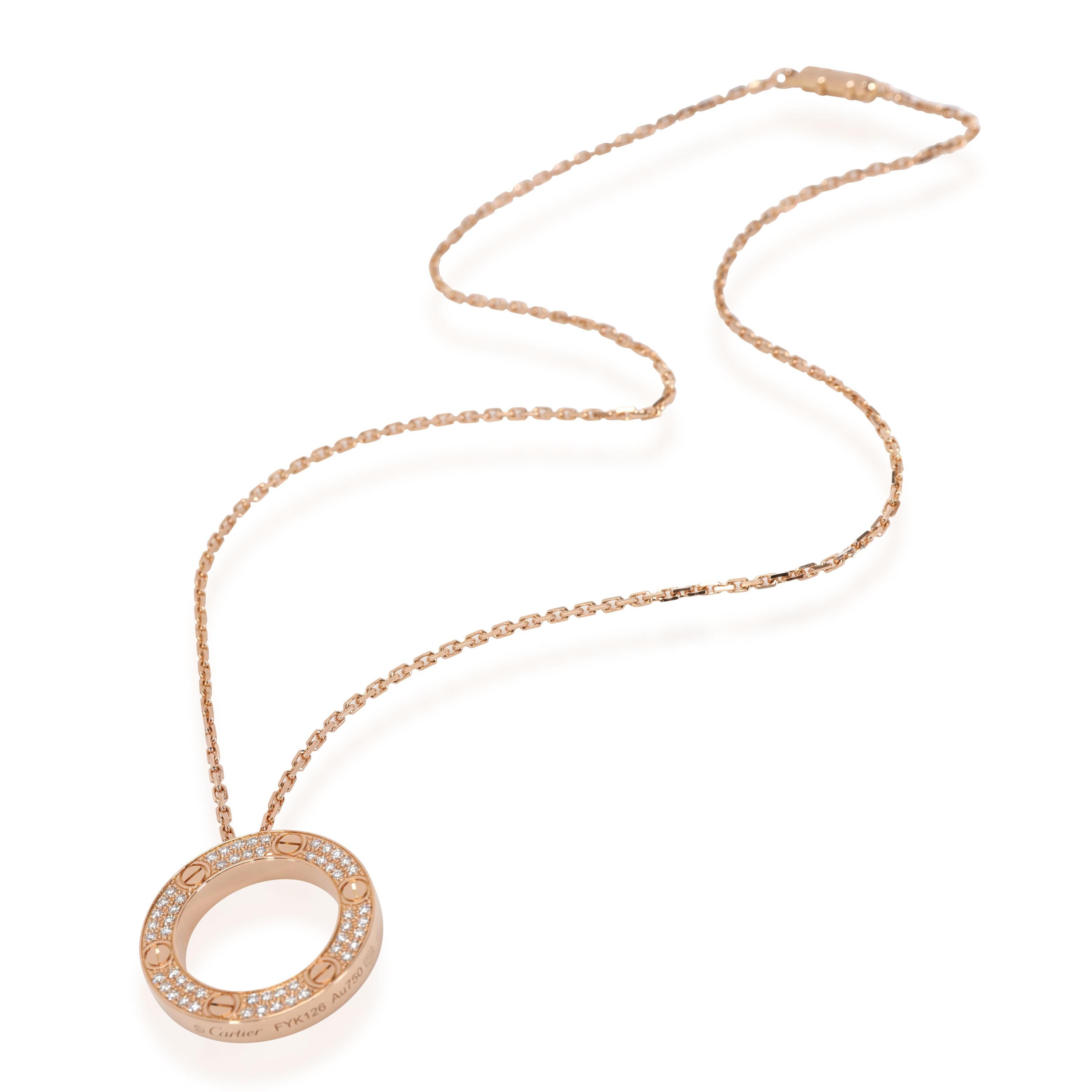 Cartier Love Diamond Necklace in 18k Rose Gold 0.34 CTW

PRIMARY DETAILS
SKU: 115144
Listing Title: Cartier Love Diamond Necklace in 18k Rose Gold 0.34 CTW
Condition Description: Retails for 8200 USD. In excellent condition and recently polished.
