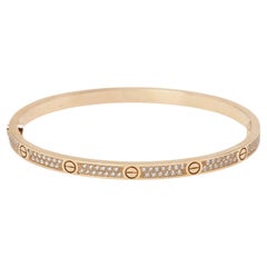 Cartier Love Diamond Pave 18k Rose Gold Bracelet 16