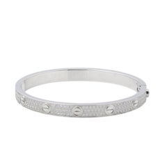 Cartier Love Diamond Pave 18K White Gold Classic Model Size 18 Bangle Bracelet