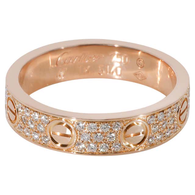 Cartier Love Diamond Wedding Band in 18k Rose Gold 0.16 CTW For Sale at ...